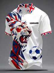 Men's British Football Lion Embroidered Casual Unisex T-shirt