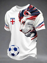 Men's British Football Lion Embroidered Casual Unisex T-shirt