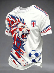 Men's British Football Lion Embroidered Casual Unisex T-shirt