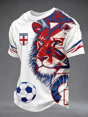 Men's British Football Lion Embroidered Casual Unisex T-shirt