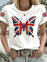 Women's British Style Print Casual T-Shirt