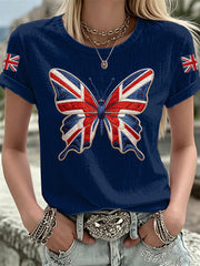 Women's British Style Print Casual T-Shirt