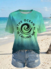 Women's The Ocean Is Calling Printed T-shirt