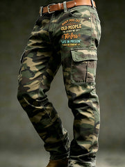 Men's Retro Vacation Business Art Old Fuckers Club Print Casual Workwear Trousers