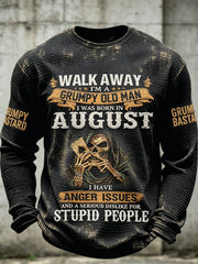 Men's Old Fuckers Club Printed Waffle Long Sleeved Round Neck Sweatshirt