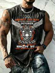 Men's Casual Old Fuckers Club Printed Tank Top
