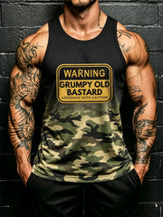 Men's 'grumpy old bastard' camo vests