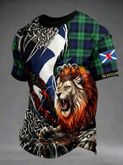Men's Scottish Plaid Lion Short Sleeve T-shirt