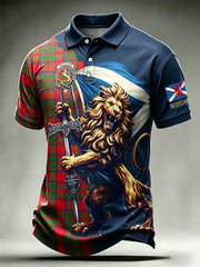 Men's Scottish Flag Plaid Lion Short Sleeve Top