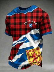 Men's Scottish Plaid Flag Short Sleeve T-shirt