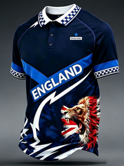 Men's UK Football Lover England Printed three buttons shoulder sleeve