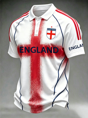Men's UK Football Lover England Printed three buttons shoulder sleeve