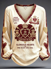 Women's Scotland Football Lover Hearts Art Printed Linen Tops