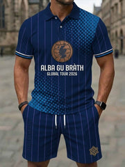 Men's Retro UK Scotland Football Lover 2026 Print Casual Polo & Shorts Set