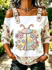 Women's Fashion Seven-Star Ladybug Pattern Printed Casual T-Shirt