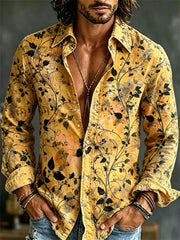 Men's Vintage Forest Floral Leaves Vines Print Shirt