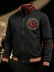 Men's Retro Northern Soul Up All Night Print Casual Zipper Sweatshirt
