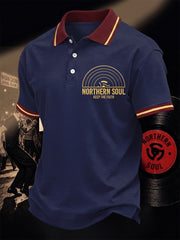 Men's Retro Northern Soul Keep The Faith Print Casual Polo