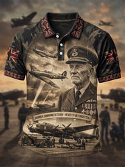Men's Retro UK Flag RAF Veteran Camouflage Print Casual Polo
