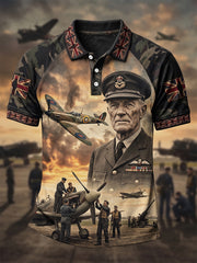 Men's Retro RAF Veteran UK Flag Camouflage Print Casual Polo