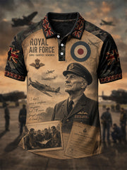 Men's Retro RAF Veteran UK Flag Camouflage Print Casual Polo