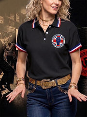 Women's Retro Northern Soul Keep The Faith Print Casual Polo