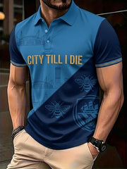 Men's Manchester Football Lover Blue City Printed Casual Tops