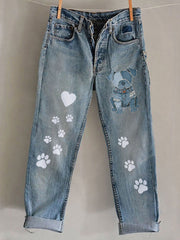 Women's Dog Art Print Casual Pants