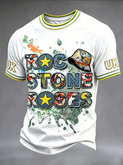 Men's White Stone Rose Graffiti 3D Print Casual T-shirt