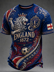 Retro England Football Fan Art Print Casual Jersey