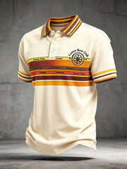 Men’s Off-White Stone Rose Vintage Check Print Casual Polo Shirt