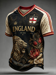 Retro England Football Fan Art Print Casual Jersey