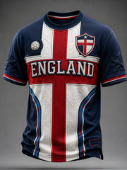 Retro England Football Fan Art Print Casual Jersey