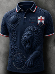 Retro English Football Fan Art Print Casual Polo Jersey