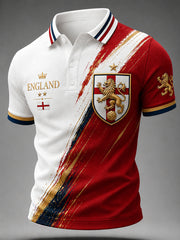 Retro English Football Fan Art Print Casual Polo Jersey