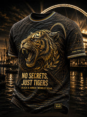 Men's Tigers Art Football Lover Printed T-shirt