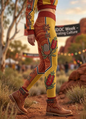 Women's AU Aboriginal Art NAIDOC Week Sports Stretch Leggings