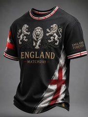 Men's Retro England Football Fan Art Print Casual Jersey