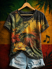 Women's Reggae Art Print Casual T-Shirt