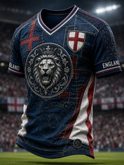 Retro England Football Fan Art Print Casual Jersey