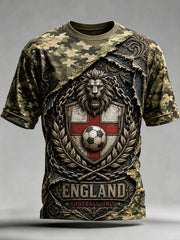 Retro England Football Fan Art Print Casual Jersey