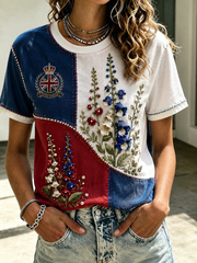 Women's Foxglove floral print short-sleeved T-shirt