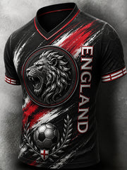 Retro England Football Fan Art Print Casual T-Shirt