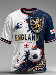 Retro England Football Fan Art Print Casual T-Shirt