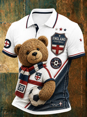 Retro British Paddington Bear Football Art Print Casual Polo Shirt