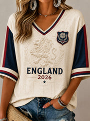 Retro England Football Fan Art Print Casual Jersey