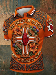 Men's 14 July Orangemens Day FDloral Art Printed Casual Tops