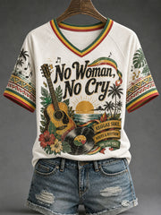 Women's "No Woman, No Cry" V-Neck T-Shirts