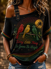 Women's Off-the-Shoulder T-Shirt for Retro Reggae Music Fans