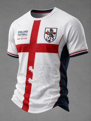 Retro England Football Fan Art Print Casual Jersey